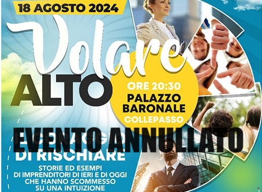 Annullato l’evento “Volare Alto” per la prematura e fatale scomparsa del 23enne Giuseppe Russo Annullato l’evento “Volare Alto” per la prematura e fatale scomparsa del 23enne Giuseppe Russo