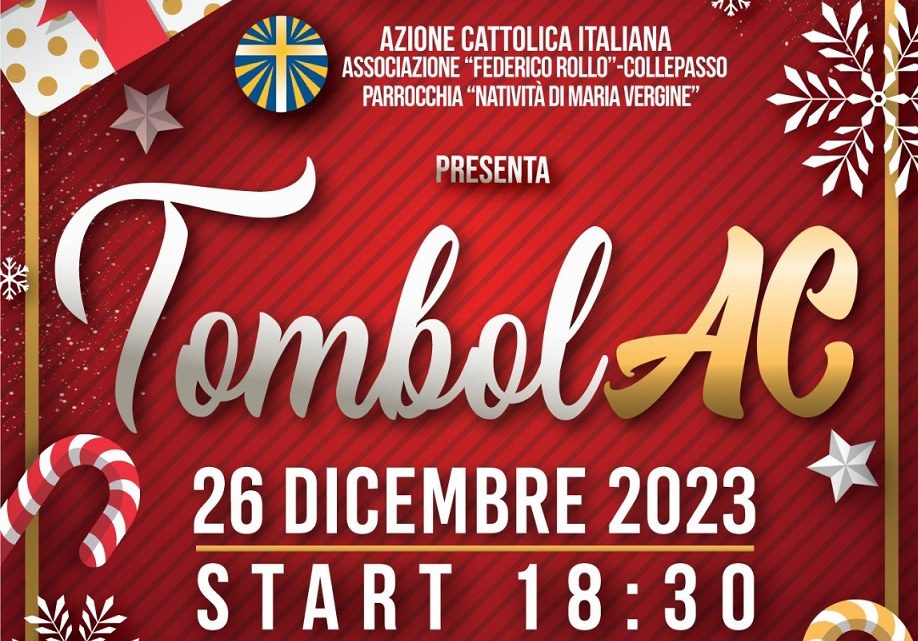 “TombolAC” di Santo Stefano: l’Azione Cattolica “F. Rollo” organizza l’annuale tombolata (ore 18.30, Auditorium Scuola Primaria) “TombolAC” di Santo Stefano: l’Azione Cattolica “F. Rollo” organizza l’annuale tombolata (ore 18.30, Auditorium Scuola Primaria)