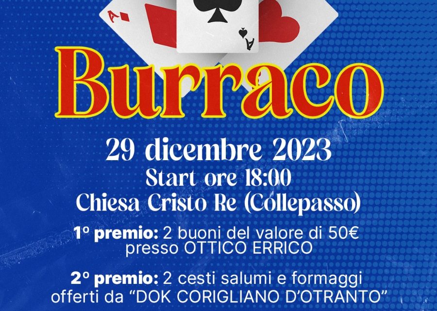 1° Torneo di Burraco del Circolo Nerazzurro (Chiesa Cristo Re, 29 dicembre, ore 18) 1° Torneo di Burraco del Circolo Nerazzurro (Chiesa Cristo Re, 29 dicembre, ore 18)