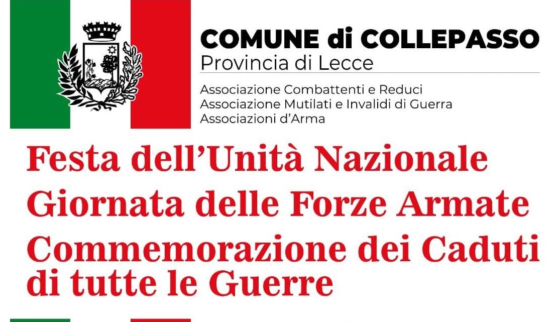 Festa dell’Unità nazionale, Giornata delle Forze Armate, Commemorazione dei Caduti in guerra (4 novembre, ore 10.30, piazza Dante) Festa dell’Unità nazionale, Giornata delle Forze Armate, Commemorazione dei Caduti in guerra (4 novembre, ore 10.30, piazza Dante)