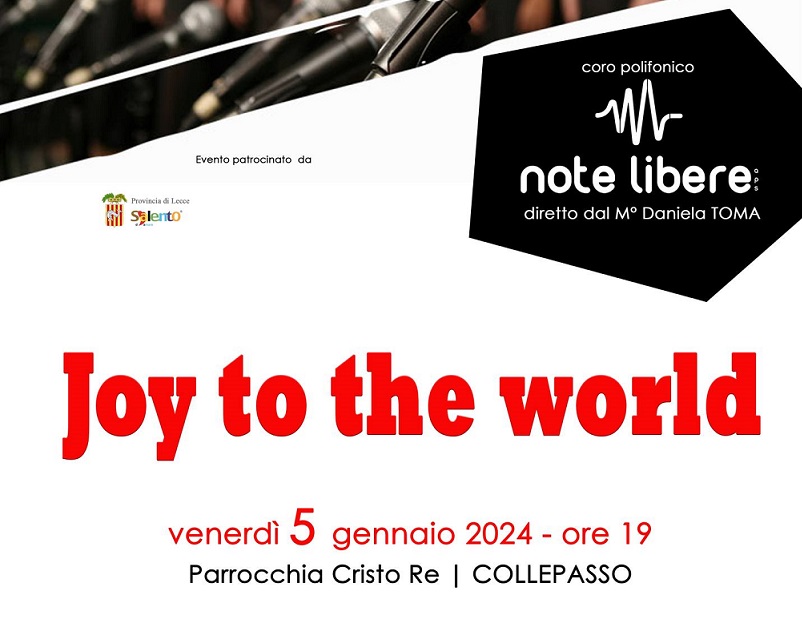 “Joy to the world”, concerto per la Pace del Coro polifonico “Note libere” (Chiesa Cristo Re, 5 gennaio, ore 19) “Joy to the world”, concerto per la Pace del Coro polifonico “Note libere” (Chiesa Cristo Re, 5 gennaio, ore 19)