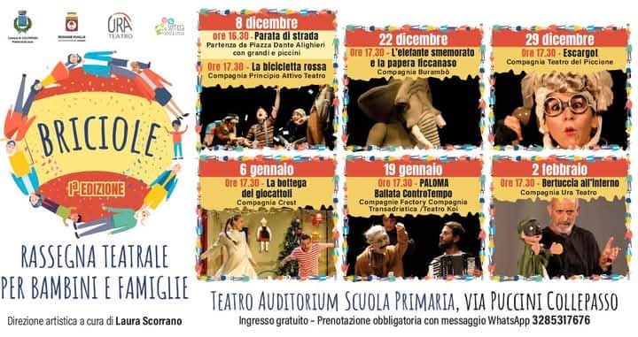 Al via a Collepasso, domenica 8 dicembre, la prima edizione di “Briciole”, rassegna teatrale per bambini e famiglie Al via a Collepasso, domenica 8 dicembre, la prima edizione di “Briciole”, rassegna teatrale per bambini e famiglie