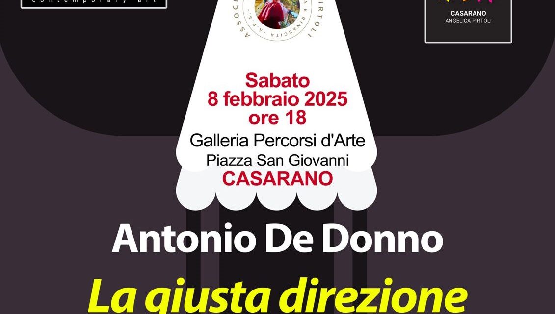 A Casarano il libro di Antonio De Donno “La giusta direzione. Storia di un magistrato” (8 febbraio, ore 18, Galleria Percorsi d’Arte) A Casarano il libro di Antonio De Donno “La giusta direzione. Storia di un magistrato” (8 febbraio, ore 18, Galleria Percorsi d’Arte)