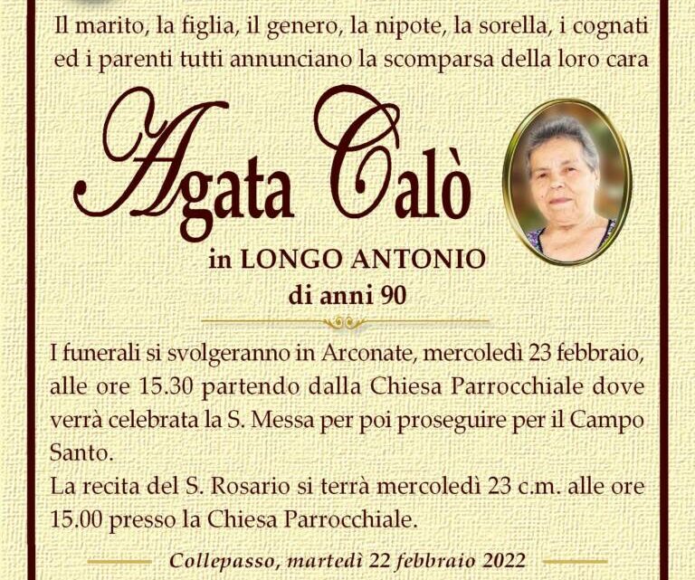 È morta Agata Calò in Longo È morta Agata Calò in Longo