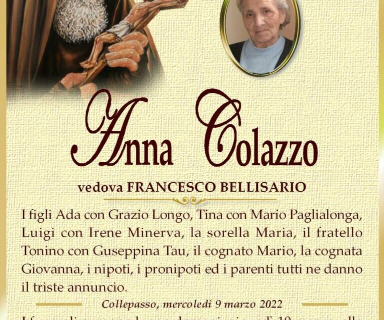 È morta Anna Colazzo, ved. Bellisario È morta Anna Colazzo, ved. Bellisario