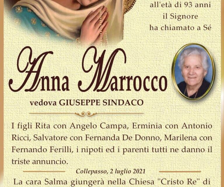 È morta Anna Marrocco, ved. Sindaco