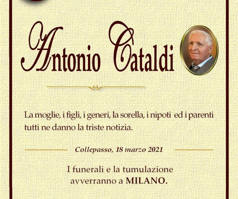 È morto Antonio Cataldi È morto Antonio Cataldi