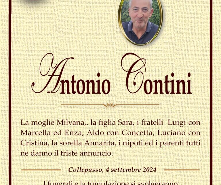 È morto Antonio Contini È morto Antonio Contini