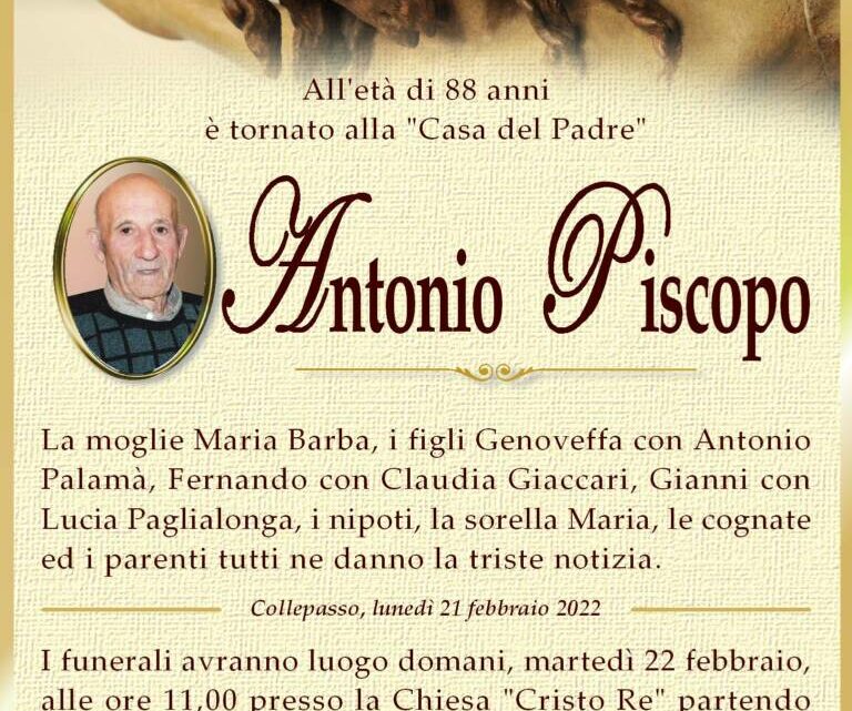 È morto Antonio Piscopo È morto Antonio Piscopo