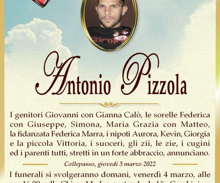 È morto Antonio Pizzola È morto Antonio Pizzola