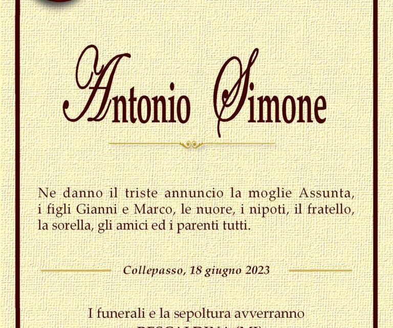 È morto Antonio Simone È morto Antonio Simone