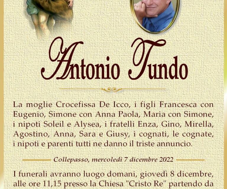 È morto Antonio Tundo È morto Antonio Tundo