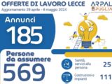 Offerte di lavoro Ambito di Lecce Arpal Puglia (14° Report, 29 aprile-6 maggio)