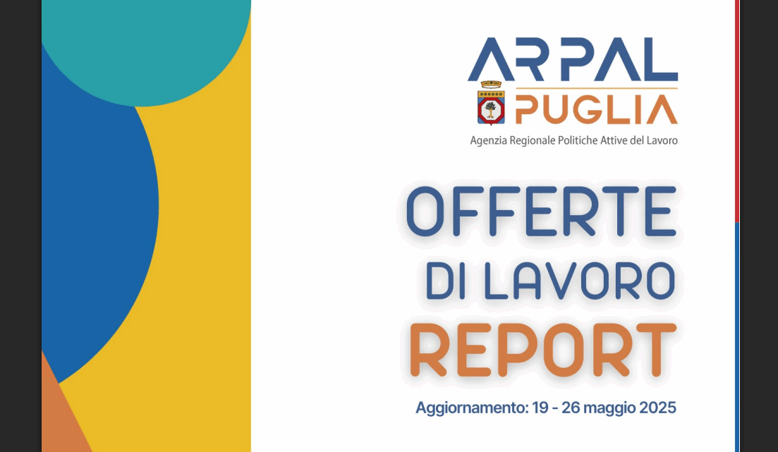Offerte di lavoro Ambito di Lecce Arpal Puglia (17° Report, 19-26 maggio) Offerte di lavoro Ambito di Lecce Arpal Puglia (17° Report, 19-26 maggio)