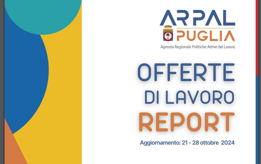 Offerte di lavoro generiche e per laureati Ambito di Lecce Arpal Puglia (38° Report, 21-28 ottobre) Offerte di lavoro generiche e per laureati Ambito di Lecce Arpal Puglia (38° Report, 21-28 ottobre)