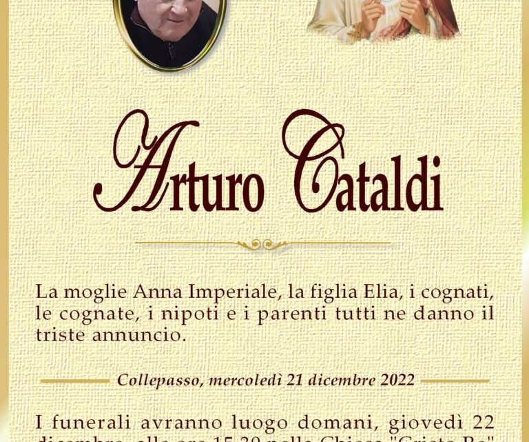 È morto Arturo Cataldi È morto Arturo Cataldi