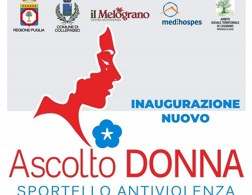 Si inaugura a Collepasso lo Sportello antiviolenza “Ascolto Donna” (16 novembre, ore 17.30, ex Scuola Materna via Masaniello) Si inaugura a Collepasso lo Sportello antiviolenza “Ascolto Donna” (16 novembre, ore 17.30, ex Scuola Materna via Masaniello)