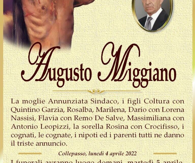 È morto Augusto Miggiano È morto Augusto Miggiano