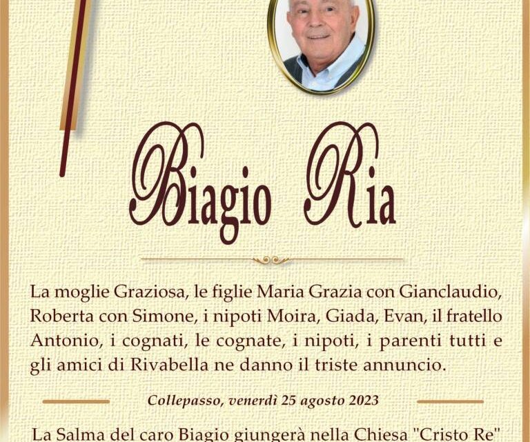 È morto Biagio Ria È morto Biagio Ria