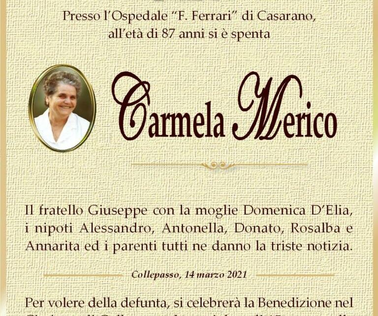 È morta Carmela Merico È morta Carmela Merico