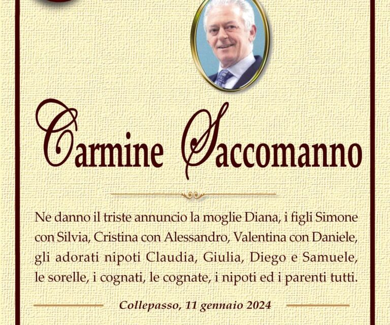 È morto Carmine Saccomanno È morto Carmine Saccomanno