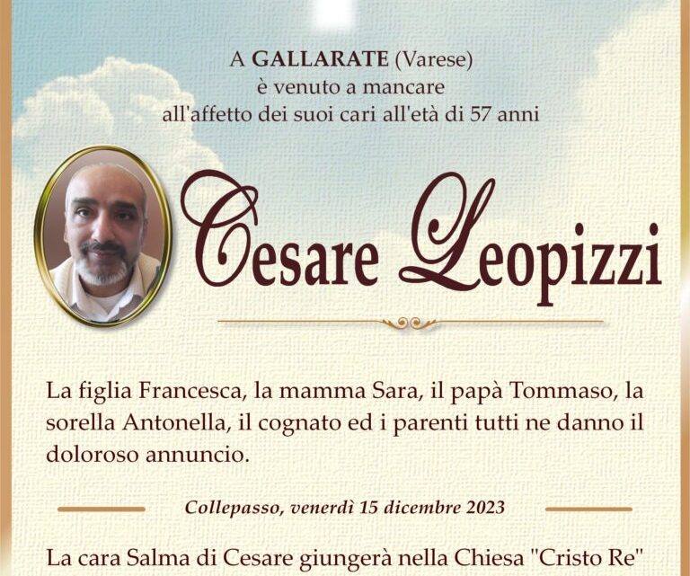 È morto Cesare Leopizzi È morto Cesare Leopizzi