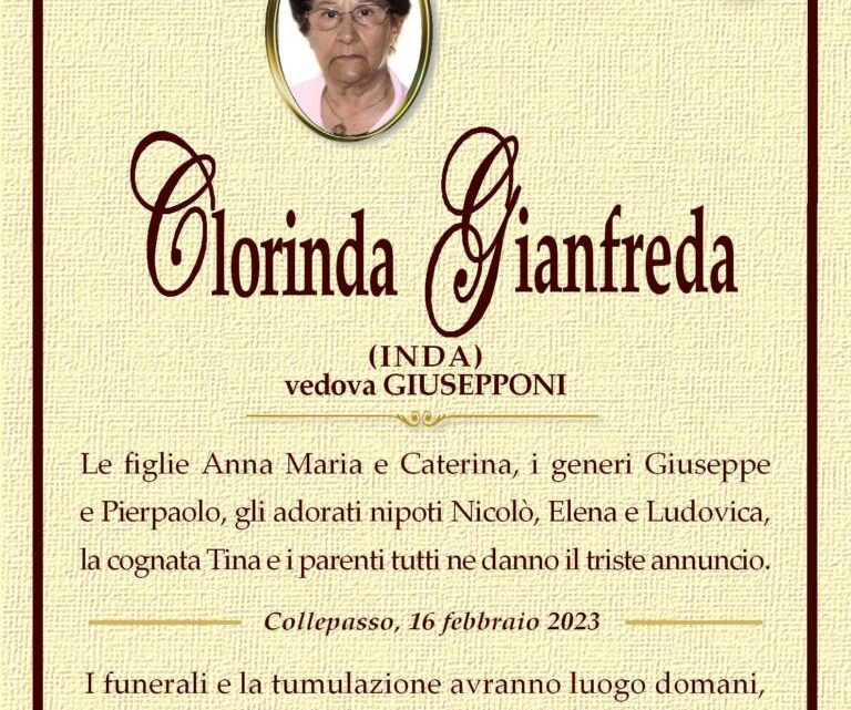 È morta Clorinda Gianfreda, ved. Giusepponi È morta Clorinda Gianfreda, ved. Giusepponi
