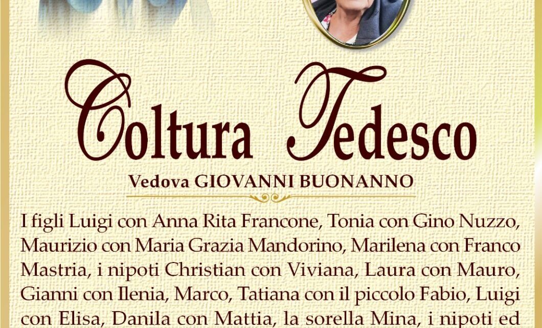 È morta Coltura Tedesco, ved. Buonanno È morta Coltura Tedesco, ved. Buonanno