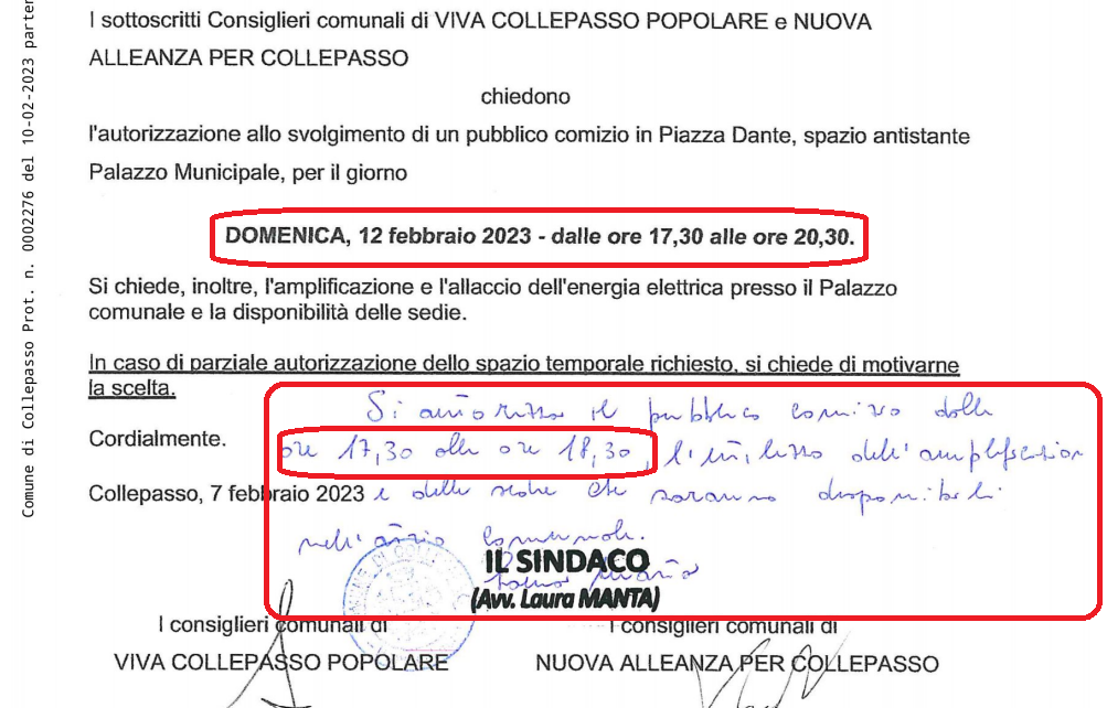 Comizio delle opposizioni (12 febbraio, ore 17.30, Largo Municipio)… e le assurde limitazioni “mantiane” Comizio delle opposizioni (12 febbraio, ore 17.30, Largo Municipio)… e le assurde limitazioni “mantiane”