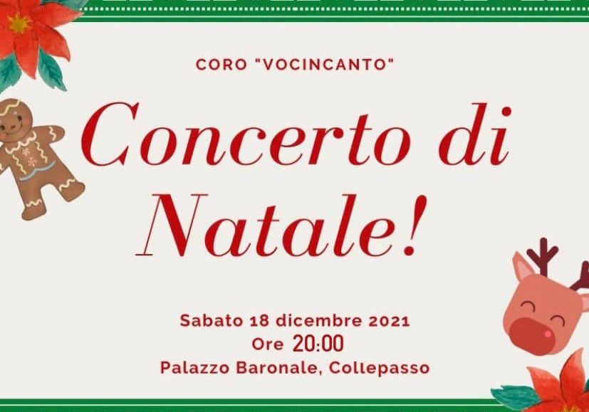 Concerto di Natale con il coro “Vocincanto” ed altri eventi (Palazzo Baronale, 18 dic., ore 17) Concerto di Natale con il coro “Vocincanto” ed altri eventi (Palazzo Baronale, 18 dic., ore 17)