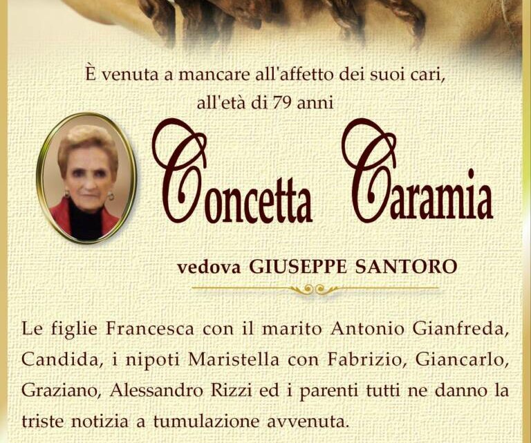 È morta Concetta Caramia, ved. Santoro È morta Concetta Caramia, ved. Santoro
