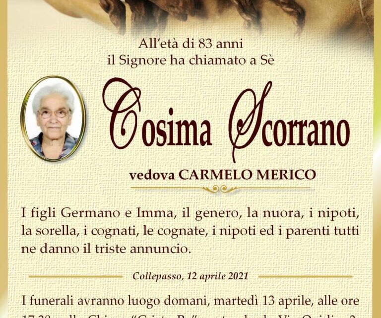 È morta Cosima Scorrano, ved. Merico