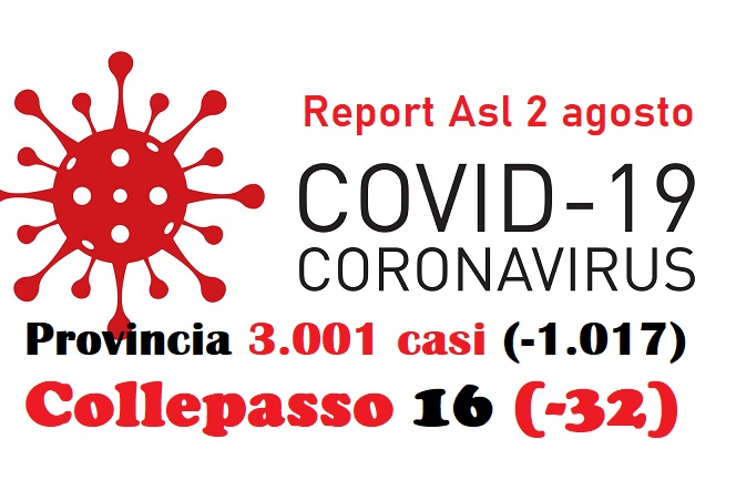 Report Asl: 3.001 casi in provincia (-1.017), 16 a Collepasso (-32) Report Asl: 3.001 casi in provincia (-1.017), 16 a Collepasso (-32)