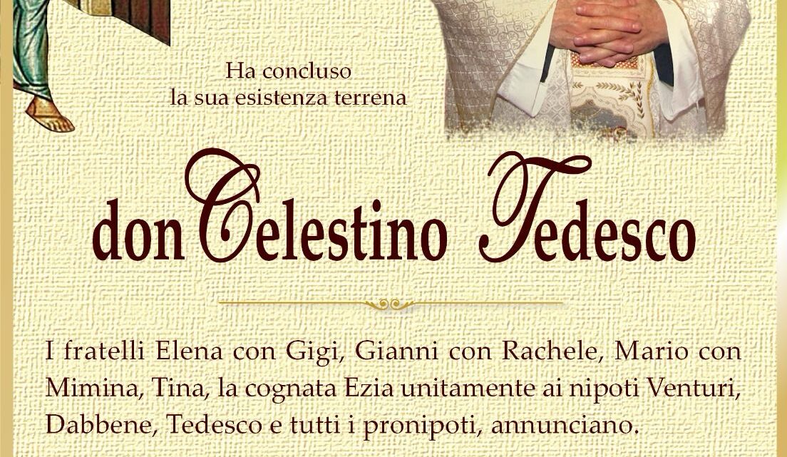 È morto don Celestino Tedesco È morto don Celestino Tedesco