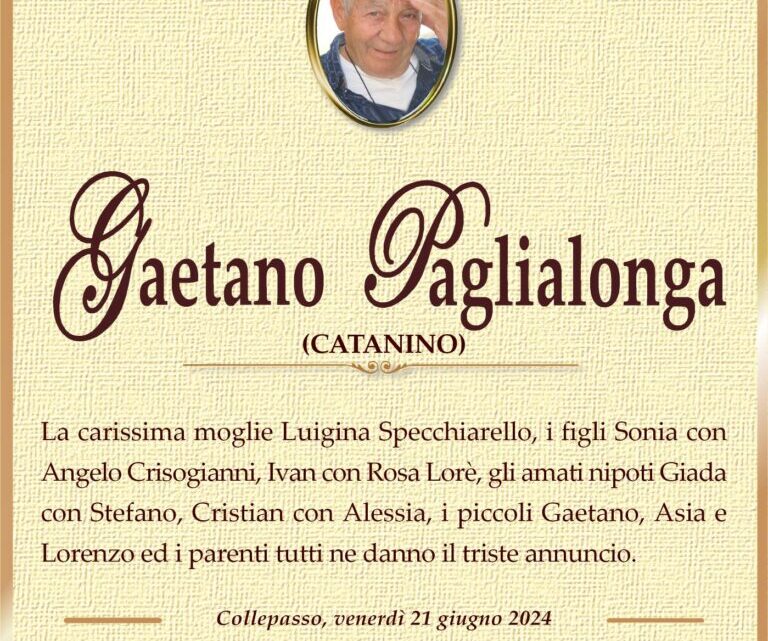 È morto Gaetano “Catanino” Paglialonga È morto Gaetano “Catanino” Paglialonga