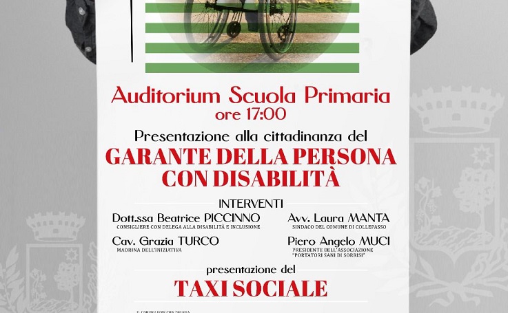Presentazione del Garante dei Disabili e del Taxi sociale (7 dicembre, ore 17, Auditorium Scuola Primaria) Presentazione del Garante dei Disabili e del Taxi sociale (7 dicembre, ore 17, Auditorium Scuola Primaria)