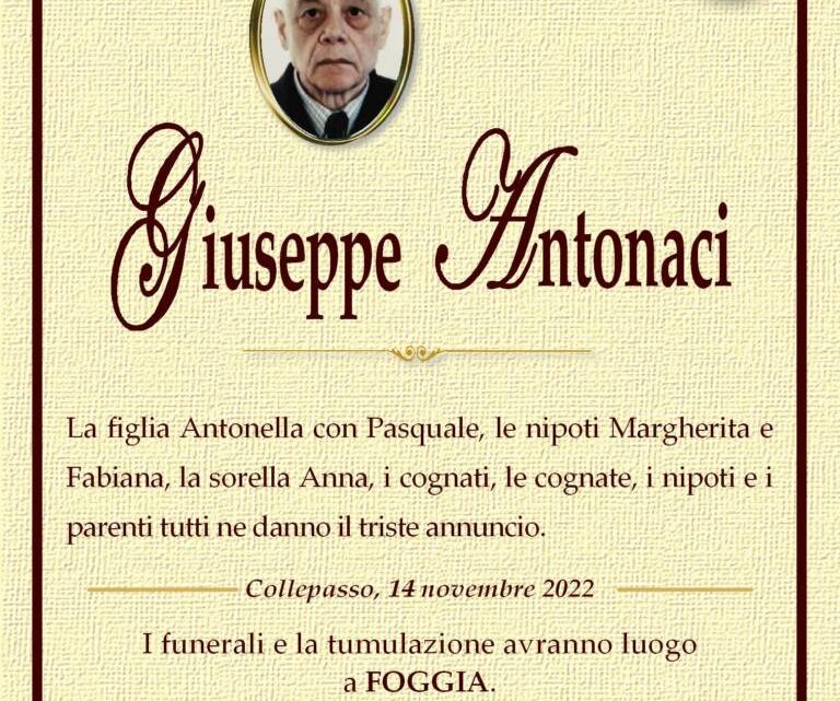 È morto Giuseppe Antonaci È morto Giuseppe Antonaci
