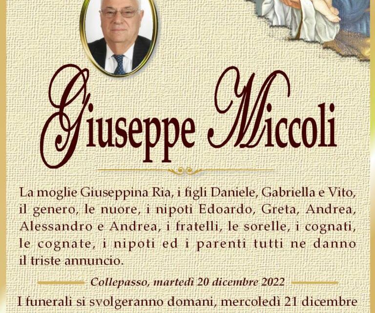 È morto Giuseppe Miccoli È morto Giuseppe Miccoli