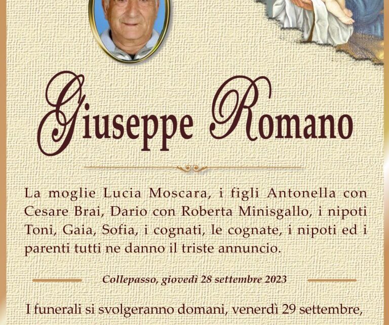 È morto Giuseppe Romano È morto Giuseppe Romano