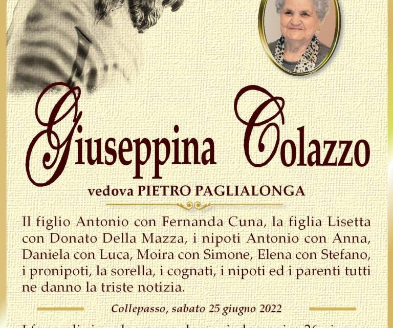 È morta Giuseppina Colazzo, ved. Paglialonga È morta Giuseppina Colazzo, ved. Paglialonga