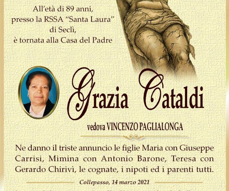 È morta Grazia Cataldi, ved. Paglialonga