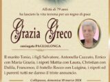 È morta Grazia Greco, coniug. Paglialonga