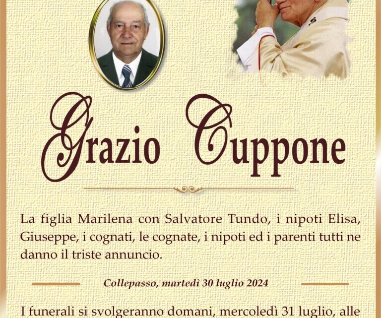 È morto Grazio Cuppone È morto Grazio Cuppone