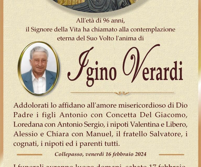È morto Igino Verardi È morto Igino Verardi