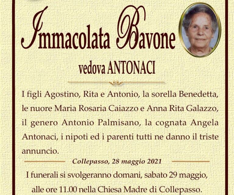 È morta Immacolata Bavone, ved. Antonaci