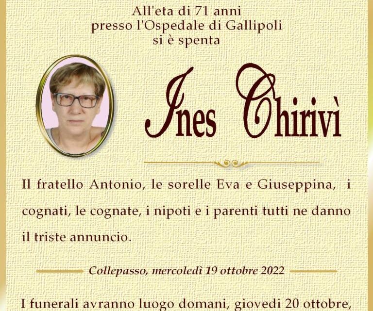 È morta Ines Chirivì