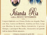 È morta Iolanda Ria, ved. Novembrini