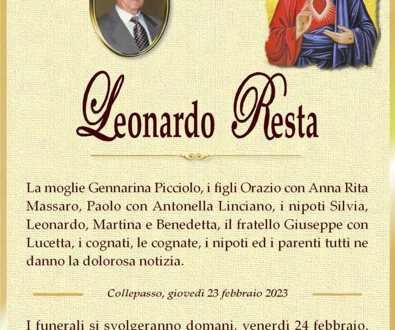 È morto Leonardo Resta È morto Leonardo Resta