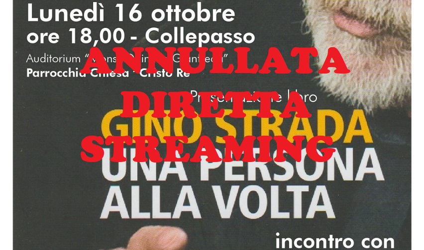 Annullata la diretta streaming per l’incontro sul libro di Gino Strada Annullata la diretta streaming per l’incontro sul libro di Gino Strada