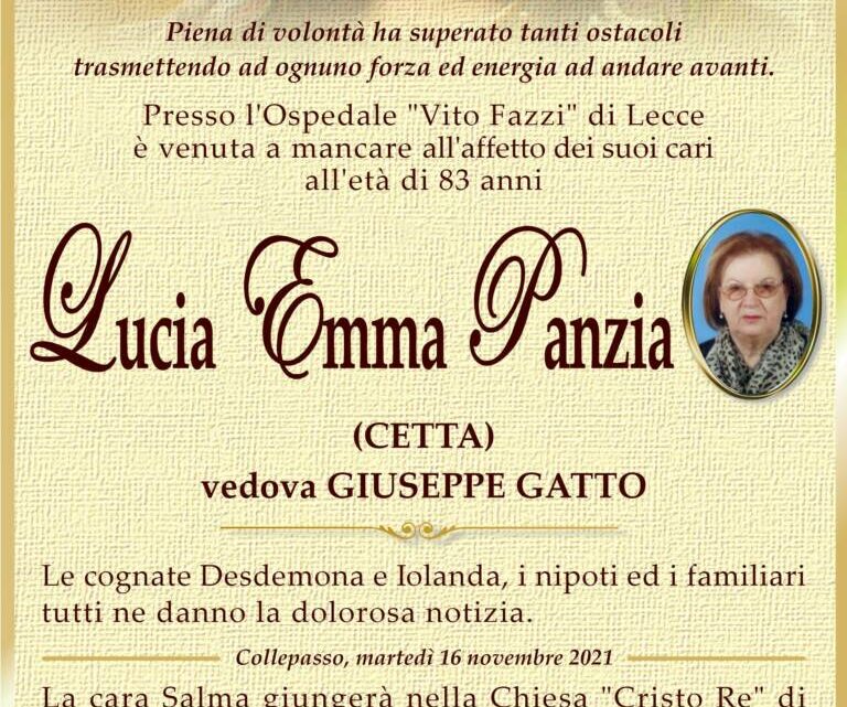 È morta Lucia Emma Panzia, ved. Gatto È morta Lucia Emma Panzia, ved. Gatto